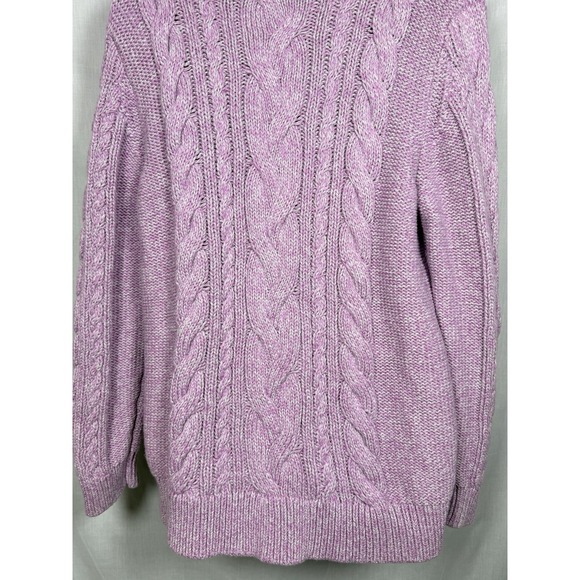 LL BEAN Signature Fisherman Cable Knit Sweater Xl Cowl Neck Tunic Coastal Cotton - Picture 10 of 14
